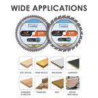 Luckyway 7-1/4 Inch Circular Saw Blade 24T Framing & 60T Fine Finish with 5/8 Inch Arbor, TCT Saw Blade for Wood Cutting 2-Pack