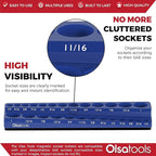 Olsa Tools Magnetic Socket Organizer | 3/8-inch Drive | SAE Blue | Holds 26 Sockets | Professional Quality Tools Organizer