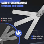 2Pcs High-Precision Feeler Gauge Set - 32-Blade Straight and 16-Blade Offset Filler Gauge, Dual Marked SAE & Metric Feeler Gauges for Valves, Spark Plug, Engine