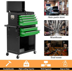 8-Drawer High Capacity Rolling Tool Chest, Removable Cabinet Storage Tool Box with Wheels and Drawers, Detachable Toolbox with Lock for Workshop Mechanics Garage(Black&Green)