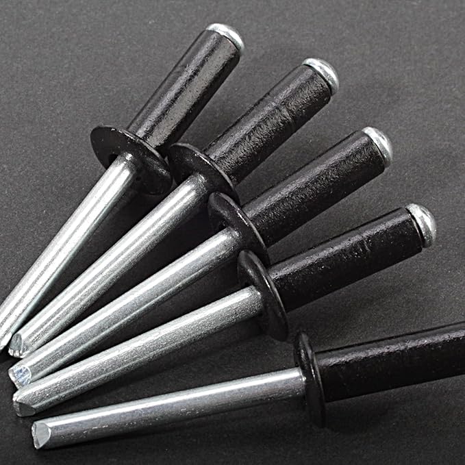 Linkup 120pcs pack 4.8mm x 18mm Black pop blind Rivets, 4.8mm x 18mm Black pop rivets,Aluminum Body Steel Mandrel Rivets (Black),Dome Head aluminum rivets