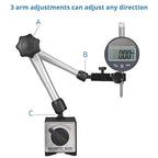 AUTOUTLET Magnetic Base Flexible Indicator Magnetic Base Holder Stand 14 Inch Adjustable Dial Indicator Magnetic Base with Max Pull 176Lbs (80Kgs) for Digital Dial Indicator Gauge