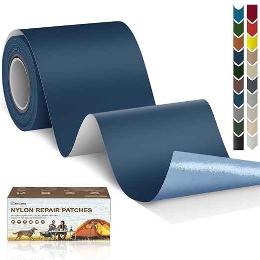 3x79 Nylon Repair Patch Nylon Repair Tape Self Adhesive Fabric Tapes Outdoor Camping Gear Fabric kit for Tent, Umbrella, Down Jackets, Sleeping Bag, Knapsack （Dark Blue）