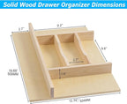 WelFurGeer Premium Wooden Silverware Organizer for Kitchen Drawers, Utensil Tray for Kitchen Drawer, Cutlery Drawer Organizer for Forks, Spoons, Knives - Sturdy Birchwood, Natural Finish