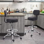 Drafting Stool Chair with Back, Adjustable Foot Rest Backrest Swivel Rolling Stool, Multi-Purpose Office Desk Chair, Thickened Seat for Home Bar Spa Kitchen Shop 4pack