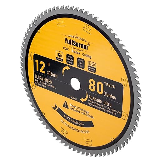12-Inch 80-Tooth Miter/Table Saw Blades TCT Fine-Finish Professional Woodworking Saw Blade for Miter Saws and Table Saws with 1-Inch Arbor
