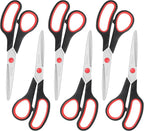 Scissors Bulk black 6-Pack, All Purpose Stainless Steel Sharp Scissors for Office Home General Use Craft Supplies, High/Middle School Classroom Class Older Kids Set, Right/Left