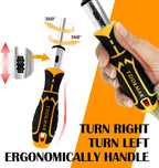 13-in-1 Ratcheting Screwdriver Set, Adjustable Multi-bit with Magnetic Tips (Flat, Phillips, Torx, Hex, Square, Nut Drivers), Cushion Grip Handle
