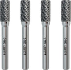 SA-3 Tungsten Carbide Burr Rotary File, Cylinder Shape Double Cut, 4pcs by LU&MN