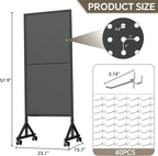 Metal Pegboard Display Stand 2 x 4.9 Feet, Adjustable Height with 40 Peg Board Hooks and Wheels, pegboard display rack, Craft Display Rack, Retail Display Rack, Garage Peg Board, Pegboard
