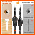Countersink Drill Bit Set, 15PCS M2 Cobalt HSS Woodworking Tool Set, Adjustable Depth Tapered Drill Bit Set with 4 Wood Plug Cutters & 1/4" Hex Shank, Counter Sink Drill Bit for Wood with Storage Box
