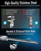 Digital Caliper 6 Inch, (ABS) Absolute Scale Caliper, IP54 Caliper Measuring Tool, Inch/MM/Fraction, Auto-Off LCD Stainless Steel Waterproof Micrometer Vernier Caliper, with Feeler Gauges