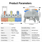 2Pcs Lever Wire Connectors, 3 in 15 Out, Push-in, Quick Wiring DIN Terminal Blocks, 0.75-2.5(4) mm², 600V 32A, 36Pcs Wire Ferrules Terminals & 6.89 Inch DIN Rail Included
