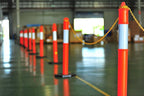 CJ Safety 44" Orange PE Delineator Post Cone, 44" Height Post, 10 lbs Recycled Rubber Base, 10" Reflective Band for Industrial (Set of 9)