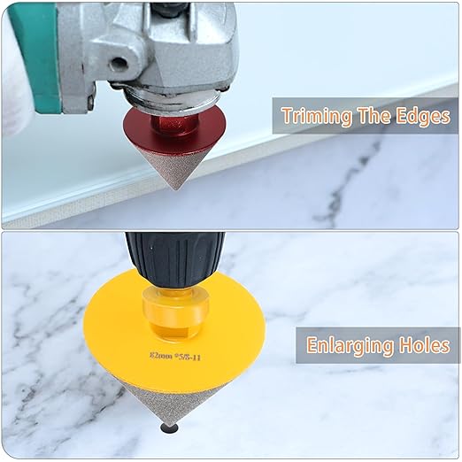 HARFINGTON Diamond Beveling Chamfer Bits 83mm Dia 5/8-11 Thread Cone Grinder Bit with Adapter, Countersink Drill Bit to Enlarge Holes for Porcelain Tile, Marble, Ceramic, Glass, Stones
