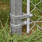 Galvanized Steel Chain Link Tension Band, Durable Steel Chain Link Fence Hardware, Rust-Resistant, Easy Install, Includes Required Bolt (10, 1-5/8")