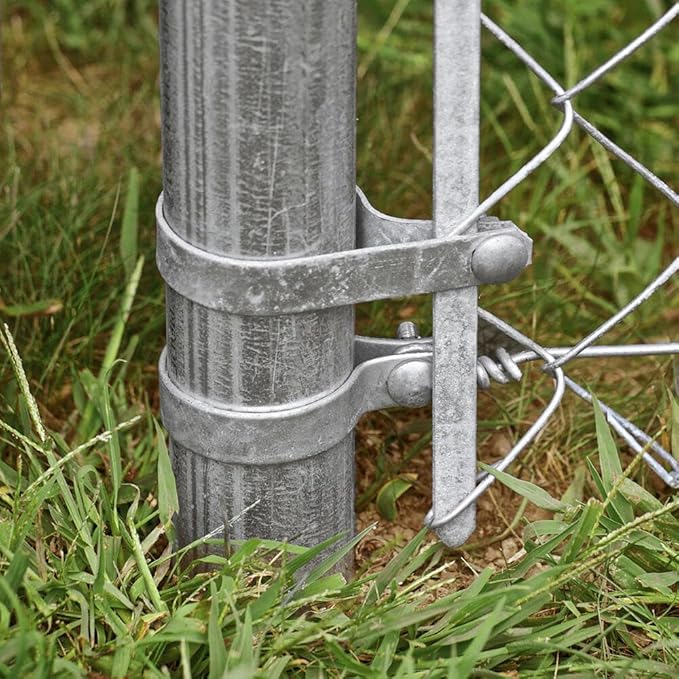 Galvanized Steel Chain Link Tension Band, Durable Steel Chain Link Fence Hardware, Rust-Resistant, Easy Install, Includes Required Bolt (25, 2-7/8")