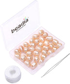 Natural Pearl Beads Rice 9-10mm Pink Freshwater Cultured Loose Gemstone Beads for DIY Jewelry Making 13.8''/Strand HQ