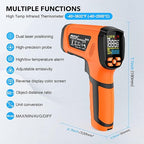 MESTEK Infrared Thermometer Temperature Gun, -40℉~3632℉, High Temp Thermometer with Thermocouple Probe, Non-Contact 50:1 Pyrometer Dual Laser Thermometer Gun for Engine, Kiln, Forging, Industrial