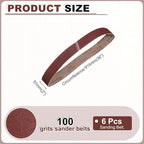HARFINGTON 2 x 36 Inch Sanding Belts, 6 Pcs 100 Grits Aluminum Oxide Abrasive Belt Sander File Belt for Woodworking, Metal Polishing, Knife Sharpener