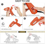 ROMECH Full Size Hot Glue Gun with 60/100W Dual Power and 21 Hot Glue Sticks (7/16"), Fast Preheating Heavy Duty Industrial Gluegun with Storage Case for Crafting, DIY and Repairs (Orange)