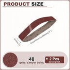HARFINGTON 2 x 27 Inch Sanding Belts, 2 Pcs 40 Grits Aluminum Oxide Abrasive Belt Sander File Belt for Woodworking, Metal Polishing, Knife Sharpener