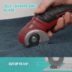 VLOXO Cordless Electric Scissors Cardboard Cutter 4V Electric Box Cutter Rechargeable Power Scissors with Safety Lock Multi-Cutting Tools for Leather Carpet Canvas (Red)