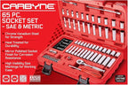 CARBYNE 1/4" Drive 6 Point Socket & Ratchet Set - 65 Piece | SAE & Metric. Includes Metric 4mm to 14mm, SAE 5/32" to 9/16. Chrome Vanadium Steel • From a Family-Run Tool Company Based in the U.S.A.