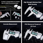 Kynup Digital Caliper, Measuring Tool, Digital Micrometer Caliper with Stainless Steel, IP54 Splash Proof Protection Design, Inch Metric Fraction Conversion, Large LCD Screen (6Inch/150mm)