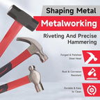 6-Piece Rubber Mallet Hammer Set with 2lb Dead Blow - 3lb Sledge & Stoning - 16oz Ball Pein Claw Hammers | Anti-Vibration Fiberglass Handles for Construction Metalworking Automotive & DIY Projects