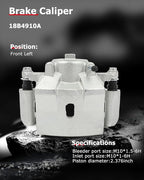 cciyu Front Left Brake Caliper Assembly w/Bracket 18B4910A For Chevy For Malibu,For Pontiac For G6/For Solstice,For Saturn For Aura/For Sky