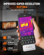 ANCEL IR101 Thermal Imaging Camera for Android (USB-C) Smartphones - 512x384 IR Resolution, 25Hz Frame Rate Infrared Camera, 0.24W Low-Power Accurate Thermal Imager for Home HVAC Plumbing Inspection