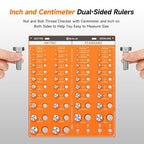 54 Nut and Bolt Thread Checker, Bolt Size and Thread Gauge 22 Standard & 24 Metric Bolt & 8 Drill Bit Gauge, Bolt and Nut Identifier Gauge with Inch and Centimeter Scales