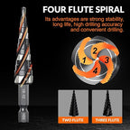THINKWORK Four Spiral Flute Step Drill Bit, HSS Step Drill Bits 1/8"-1/2"(13 Step) Unibit Step Drill Bit, 1/4" Shank Step Bits for Aluminum, Wood, Plastic, Metal