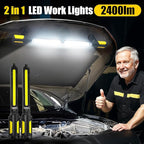 SYLSTAR Work Light for Mechanic, 2400LM LED, 4400mAh Rechargeable, Magnetic, Underhood Work Light with Hooks for Car Repairing, Job site, Garage, Workshop, Emergency(Yellow)