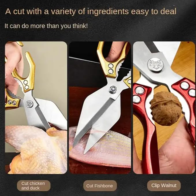 Multi-Purpose Kitchen Scissors,stainless steel scissors,Poultry Shears,Sharpeners Bottle Openers Zester and More Stainless Steel,for opening cans and heavy duty poultry cutting (Black)