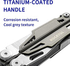 Multitool,19-in-1 Multitool Pliers with Titanium-plated Handle, Safety Locking, Lightweight EDC Tool and Nylon Sheath for Men,Outdoor Survival,Hiking,Camping