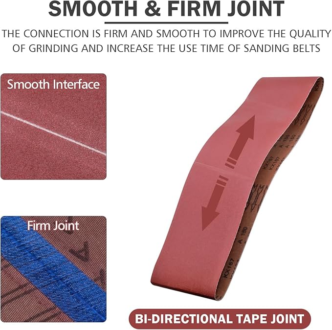 6x48 Sanding Belt for 6-Inch x 48-Inch Belt Sander, 40 80 120 150 240 400 Grits Assortment, 6 Pack (6x48in)