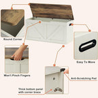 39.4" Storage Chest, Wooden Storage Bench, Large Storage Trunk with 2 Safety Hinges, Entryway Shoes Bench for Living Room, Bedroom, Brown and Rustic White