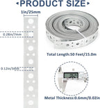 Galvanized Metal Strap 1-Inch x 50Feet, 23-Gauge Pipe Hanger Strap Metal Strapping with Holes Plumbers Strap DIY Cutting for Pipe Supports Hanging