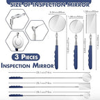 3 Pieces Telescoping Inspection Mirror Stainless Steel Extendable Mechanic Mirror with Long Handle Tool for Technicians Mechanics Contractors(50/85/50 mm,Square,Round,Round)