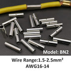 100 PCS Non-Insulated Butt Connectors Kit, AWG 16-14 Wire Ferrules, Electrical Wire Connectors Crimp Ferrule Terminals Kit-BN2