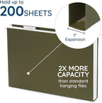 25 Blue Summit Supplies Legal Size Hanging File Folders - Expandable Hanging File Folders with 1" Expansion, Standard Green, Durable 12pt Paper, Includes 25 Plastic Tabs and Inserts