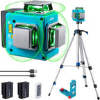 KEZERS Laser Level with Tripod,3 x 360 Self Leveling Laser Leveler tool for Picture Hanging,Construction,Remote Controller,Rechargeable Battery,Carry Pouch Included