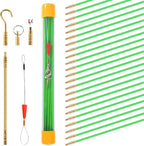 32.5FT Fiberglass Running Electrical Wire Cable Glow Rods Wire Pulling, Fish Tape Set with Accessories, Green