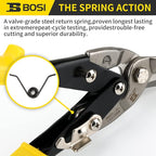 10 Inch Aviation Tin Snips Left Cut, Heavy Duty Sheet Metal Cutter Snips Shears Cutting Metal Sheet Chrome Vanadium Steel Sharp Blades Safety Latch