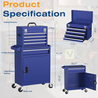 5-Drawer High Capacity Rolling Tool Chest, Removable Toolbox on Wheels Organizers, Lockable Tool Box Tool Storage Cabine with Drawers and Wheels