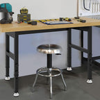 48'' Adjustable Workbench, Solid Wood Work Bench Table, Metal Tool Bench Work Bench with Power Outlet, Heavy Duty Large Load Capacity Garage Workbench Workshop Table for Workshop,Office,Home