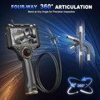 360 Articulating Borescope, 5" Monitor, 6.2mm Industrial Inspection Camera with 4-Way Joystick Articulation and 3.3FT Semi-Rigid Snake Tube, HD Endoscope for Automotive, Pipe & Equipment