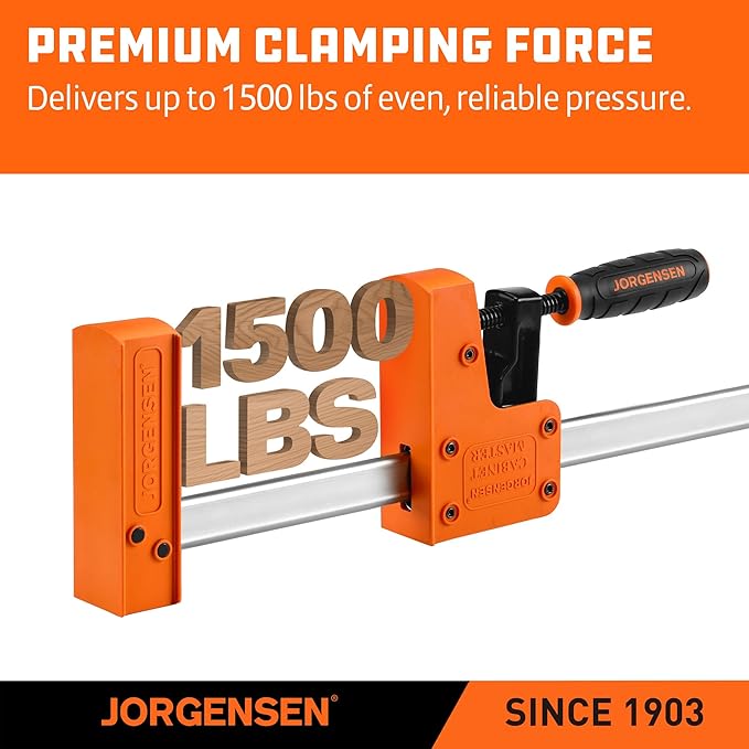 JORGENSEN 36-inch Bar Clamps, 90°Cabinet Master Parallel Jaw Bar Clamp Set, 2-pack